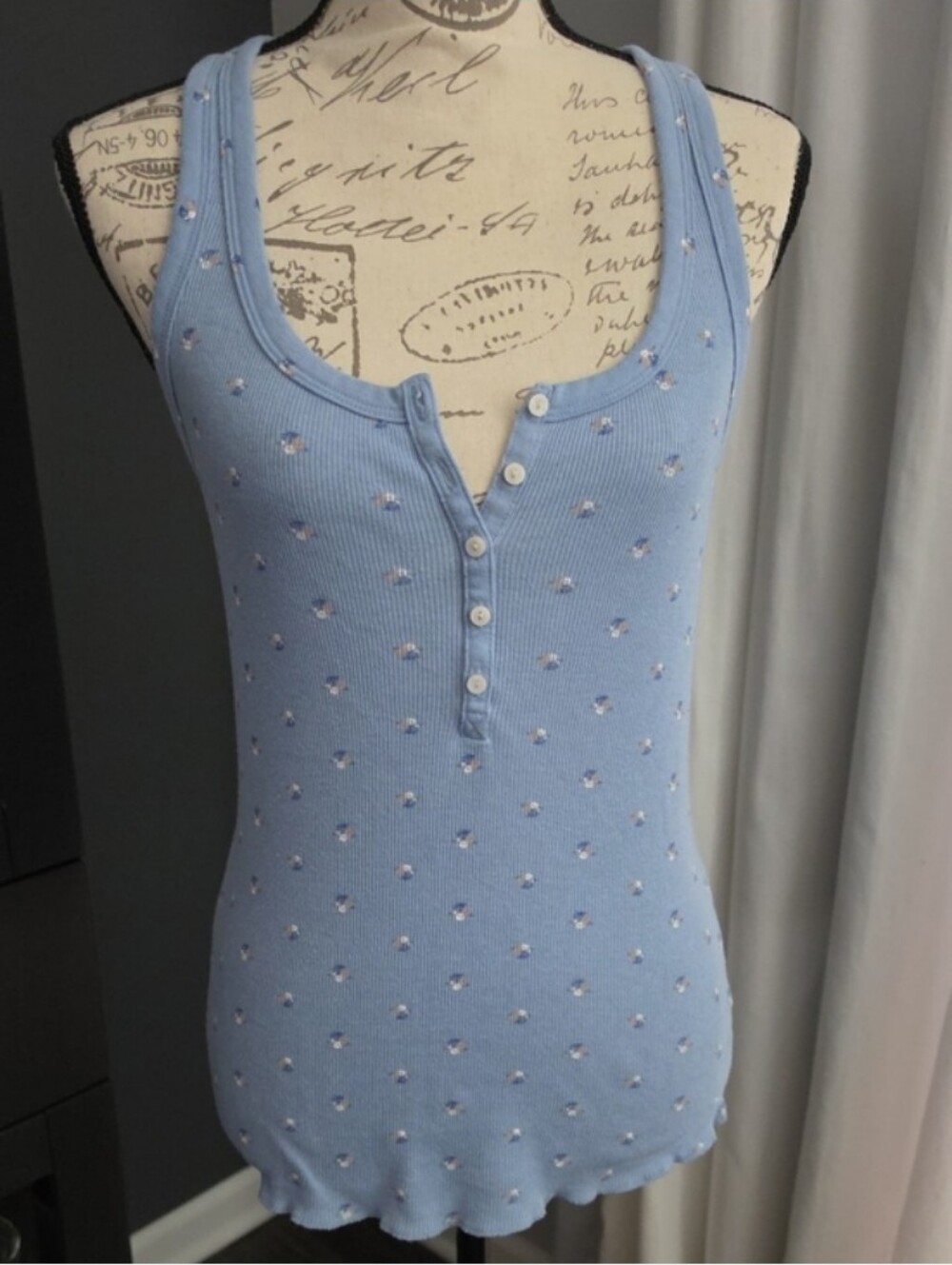 Aerie Floral Henley Tank M